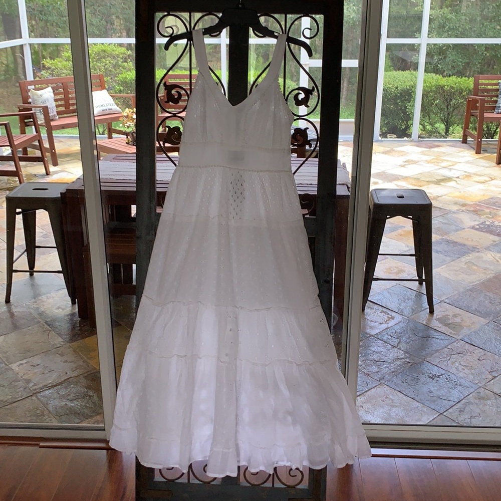Romantic Prairie White Maxi Dress Medium